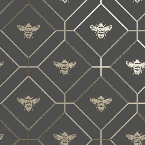 Dutch Wallcoverings Imaginarium II - Honeycomb Bee Charcoal Gold 13081