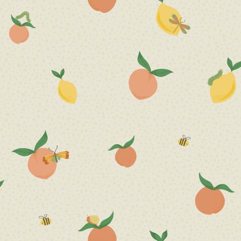 Dutch Wallcoverings - Tutti Fruity Cream / Orange 13270