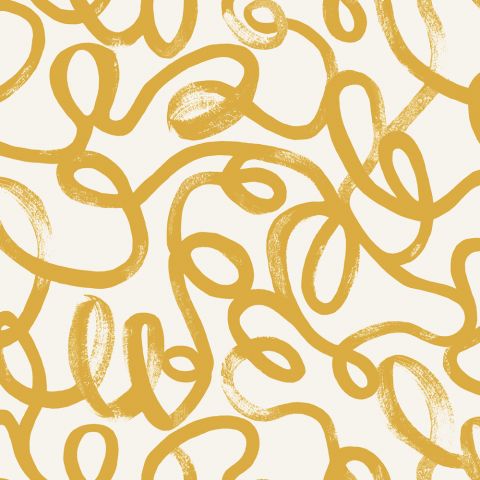 Dutch Wallcoverings - Squiggle Ochre White 13361
