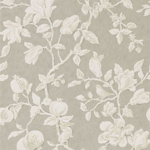 Sanderson Woodland Walk - Magnolia & Pomegranate Silver/Linen 215722