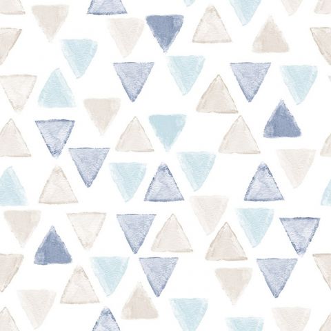 Behangexpresse Morris & Mila Blauwe / Beige driehoeken 27171