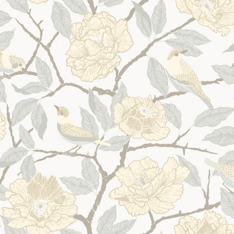 Dutch Wallcoverings First Class - Midbec Fågelsång - Bernadina Pastell 34022