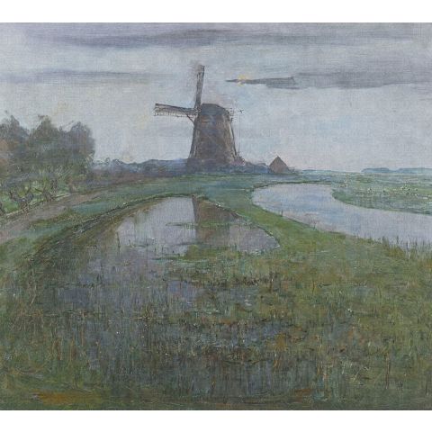 Dutch Wallcoverings Painted Memories Mill in the Moonlight