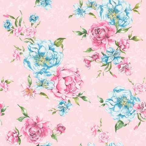 Dutch Wallcoverings The Enchanted Garden Lavina Pink Bleu 98944