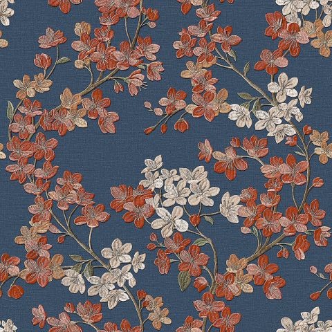 Dutch Wallcoverings - Grace - Flower - Grace 3D stitched cube blue GR322206