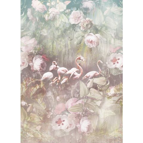 Behangexpresse Floral Utopia - Flamingo Found Light