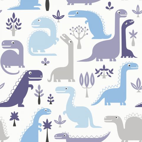 Dutch Wallcoverings - Little Kids - Dinosaur blauw/wit LL-10-02-1