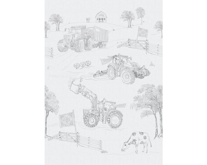 Olive & Noah  Farmlife Toile Gray INK7836